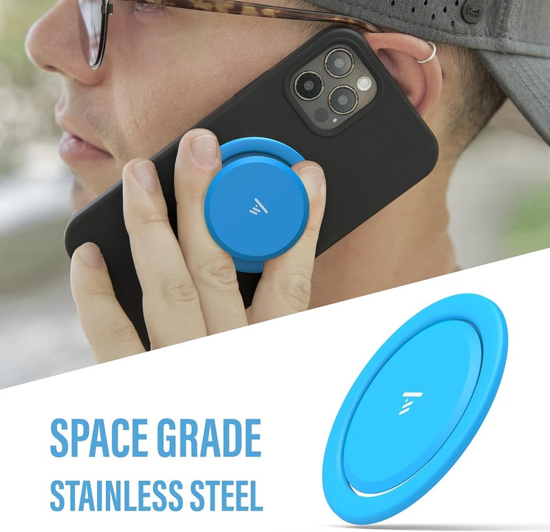 Tango Ultra Thin Grip for MagSafe: One Hand Open, Stand, 10x Expandable, Space Grade Steel, Removable for Wireless Charging. Half The Thickness, Twice The Fidget - Bright Blue - Image 2